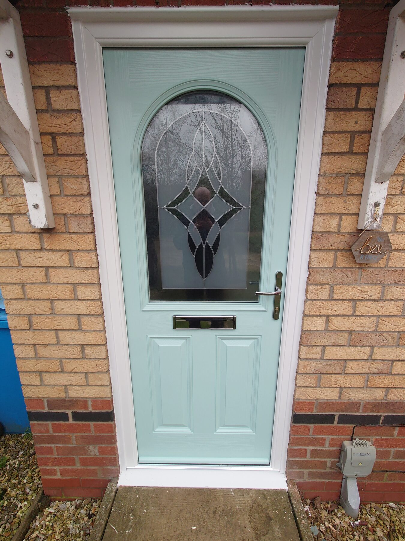 Composite door in duck egg blue