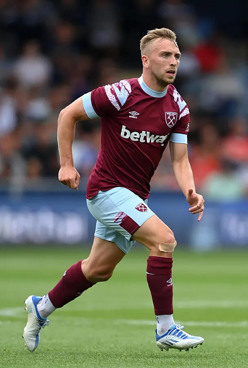 Jarrod Bowen on the pitch in West Ham kit
