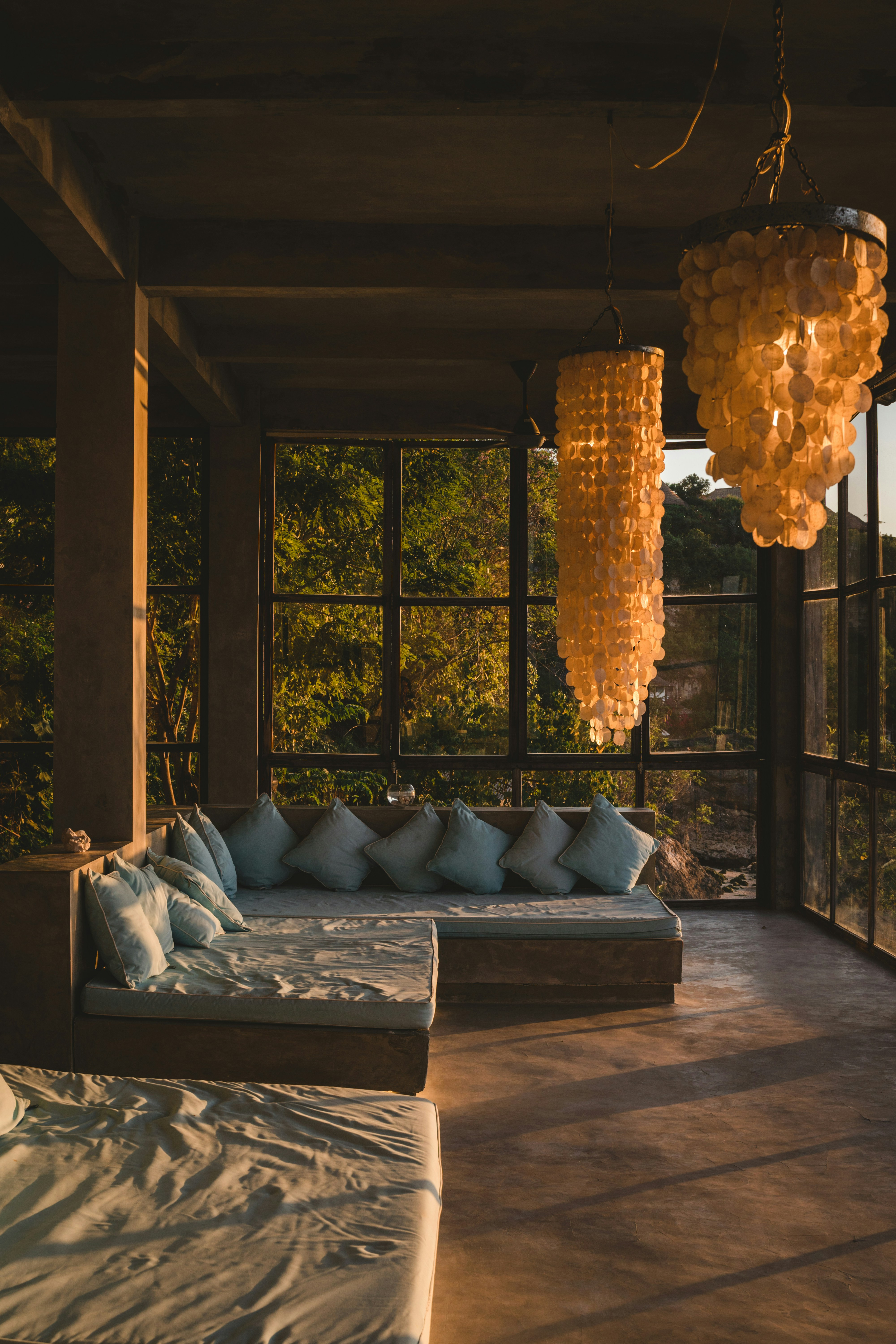 Interior — window seat at golden hour, warm home setting