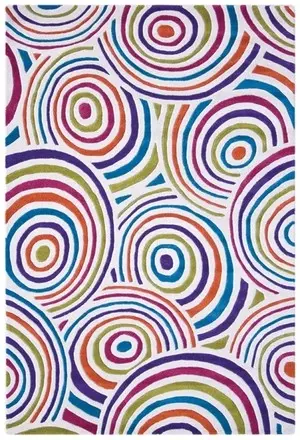 Contemporary Vibrant Rug - Multicoloured - Indian rug with Spiral design