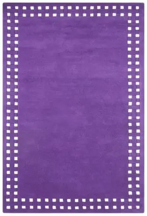 Basket Weave Design rug - Purple and Cream - 100% wool Indian rug
