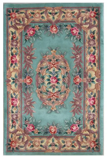 Premier Superwashed Chinese Rug - Green - Luxury handknotted Chinese Rug D.292