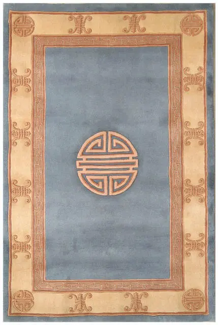 Premier Superwashed Chinese Rug - Blue - Luxury handknotted Chinese Rug