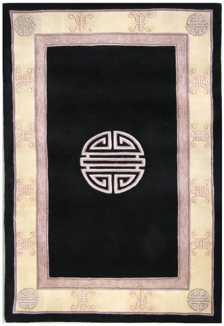 Premier Superwashed Chinese Rug - Black - Luxury handknotted Chinese Rug