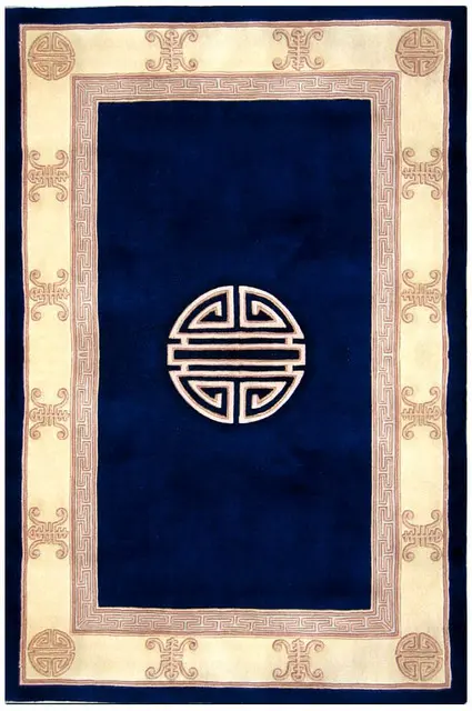 Premier Superwashed Chinese Rug - Blue - Luxury handknotted Chinese Rug PSW427