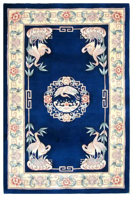 Premier Superwashed Chinese Rug - Blue - Luxury handknotted Chinese Rug