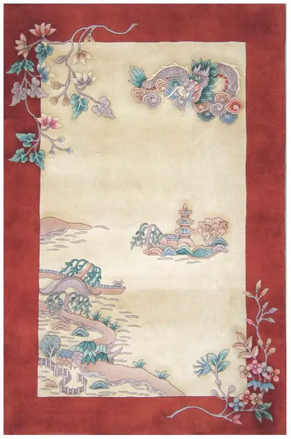 Premier Superwashed Chinese Rug - Cream - Luxury handknotted Chinese Rug