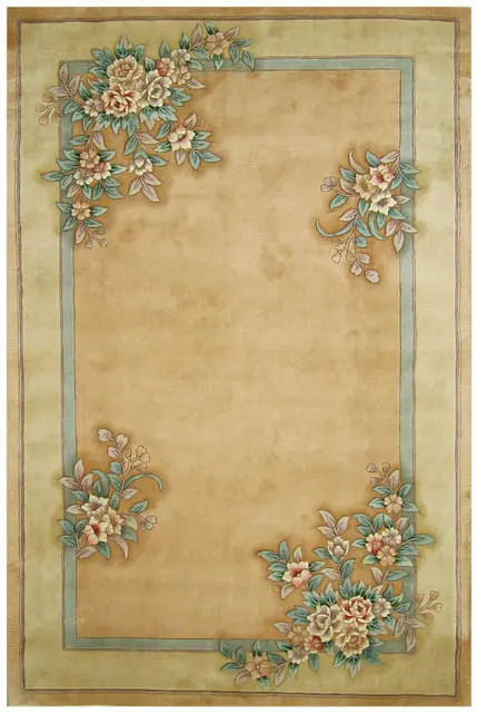 Premier Superwashed Chinese Rug - Gold - Luxury handknotted Chinese Rug PSW491