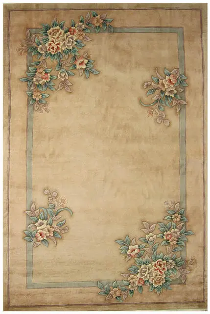 Premier Superwashed Chinese Rug - Cream - Luxury handknotted Chinese Rug PSW492