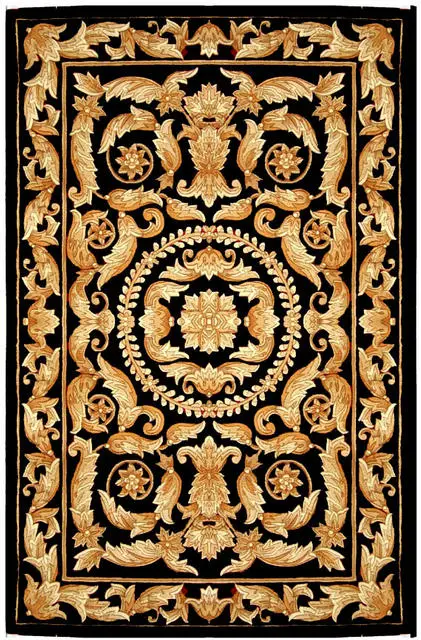 Premier Superwashed Chinese Rug - Black & Gold - Luxury handknotted Chinese Rug