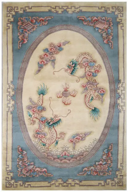 Premier Superwashed Chinese Rug - Cream - Luxury handknotted Chinese Rug