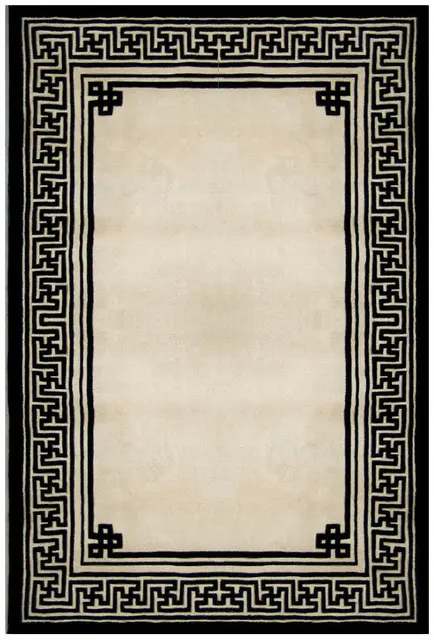 Premier Superwashed Chinese Rug - Cream & Black - Luxury handknotted Chinese Rug