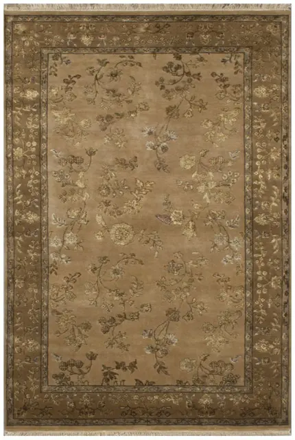 Luxury Indian Jaipur Rug - Gold - Handknotted Silk mix Indian rug IJS006
