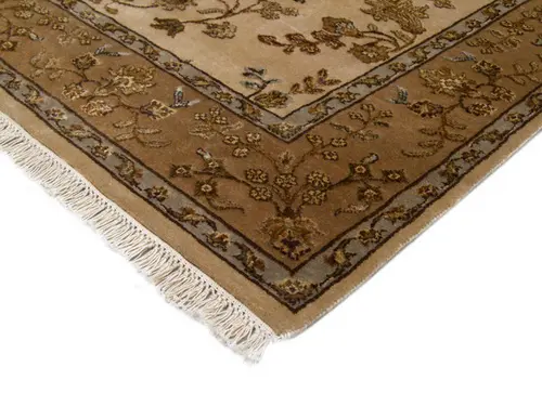 Luxury Indian Jaipur Rug - Gold - Handknotted Silk mix Indian rug IJS006
