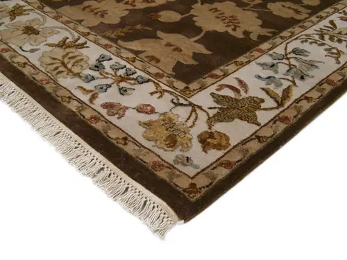 Luxury Indian Jaipur Rug - Brown - Handknotted Silk mix Indian rug IJS005