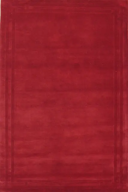 Lippa Plain Carved Rug - Red - Plain 100% wool rug with carved desig HHL005