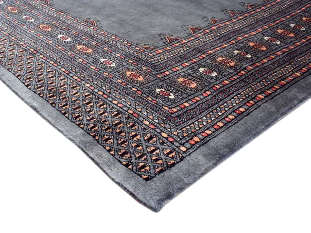 Fine Pakistan Bokhara Rug - Grey - Handknotted 100% wool Bokhara rug BOF054