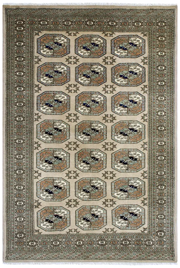 Fine Pakistan Bokhara Rug - Beige - Handknotted 100% wool Bokhara rug