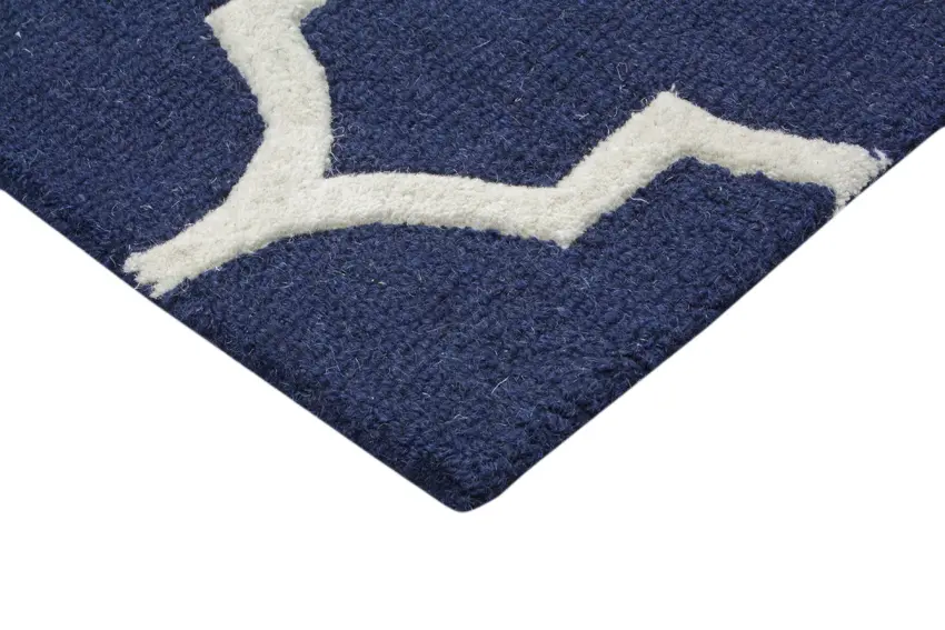 Lattice Design Rug - Dark Blue - Indian Rug with Lattice Design DFS701