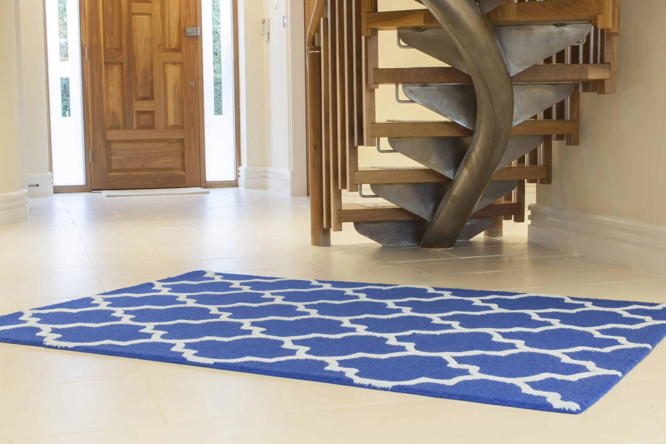 Lattice Design Rug - Blue - Indian Rug with Lattice Design