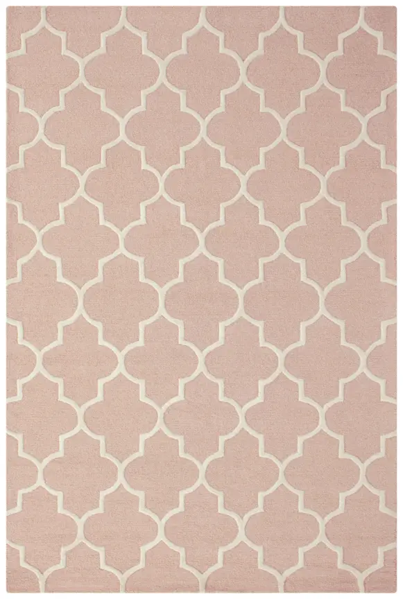 Lattice Design Rug - Pink - Indian Rug with Lattice Design