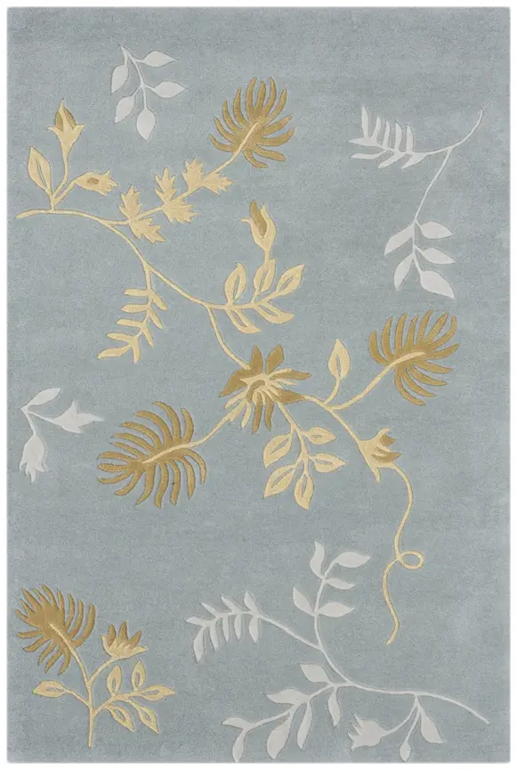 Modern Rug - Blue - Indian rug with Contemporary Botanical Design