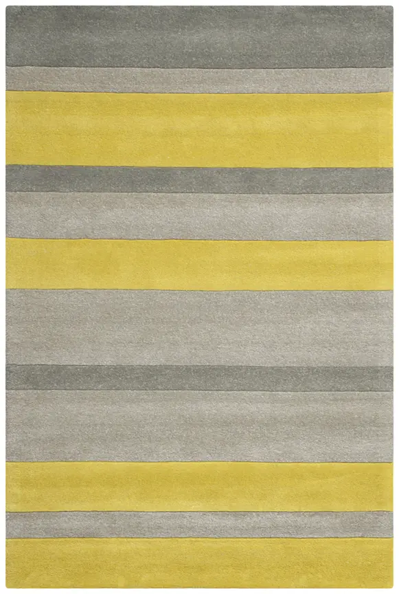 Modern Striped Rug - Grey & Yellow - Indian Rug with Striped Design ECA035