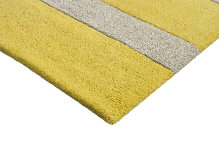 Modern Striped Rug - Grey & Yellow - Indian Rug with Striped Design ECA035