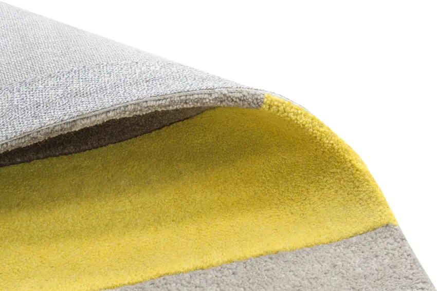 Modern Striped Rug - Grey & Yellow - Indian Rug with Striped Design ECA035