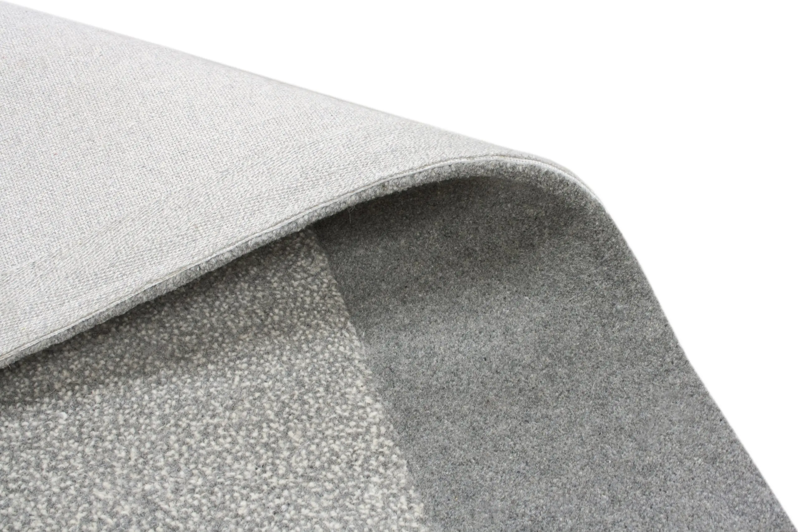 Plain Neutral Wool Rug - Grey - Indian Rug With Carved Border ECB207