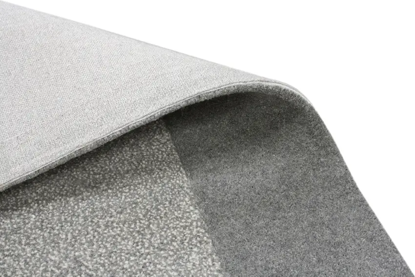 Plain Neutral Wool Rug - Grey - Indian Rug With Carved Border ECB207