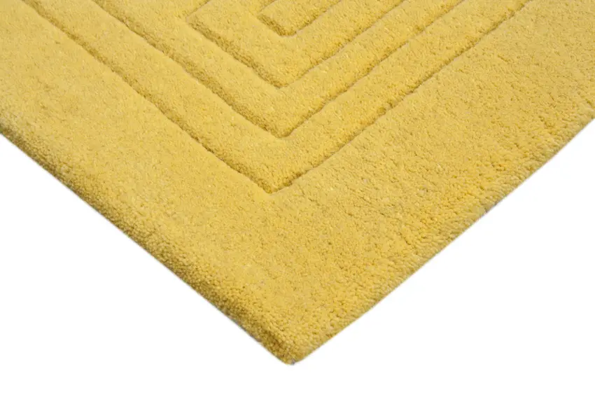 Greek Key Design Rug - Yellow - Indian Rug with Carved Greek Inspired Pattern ECD007