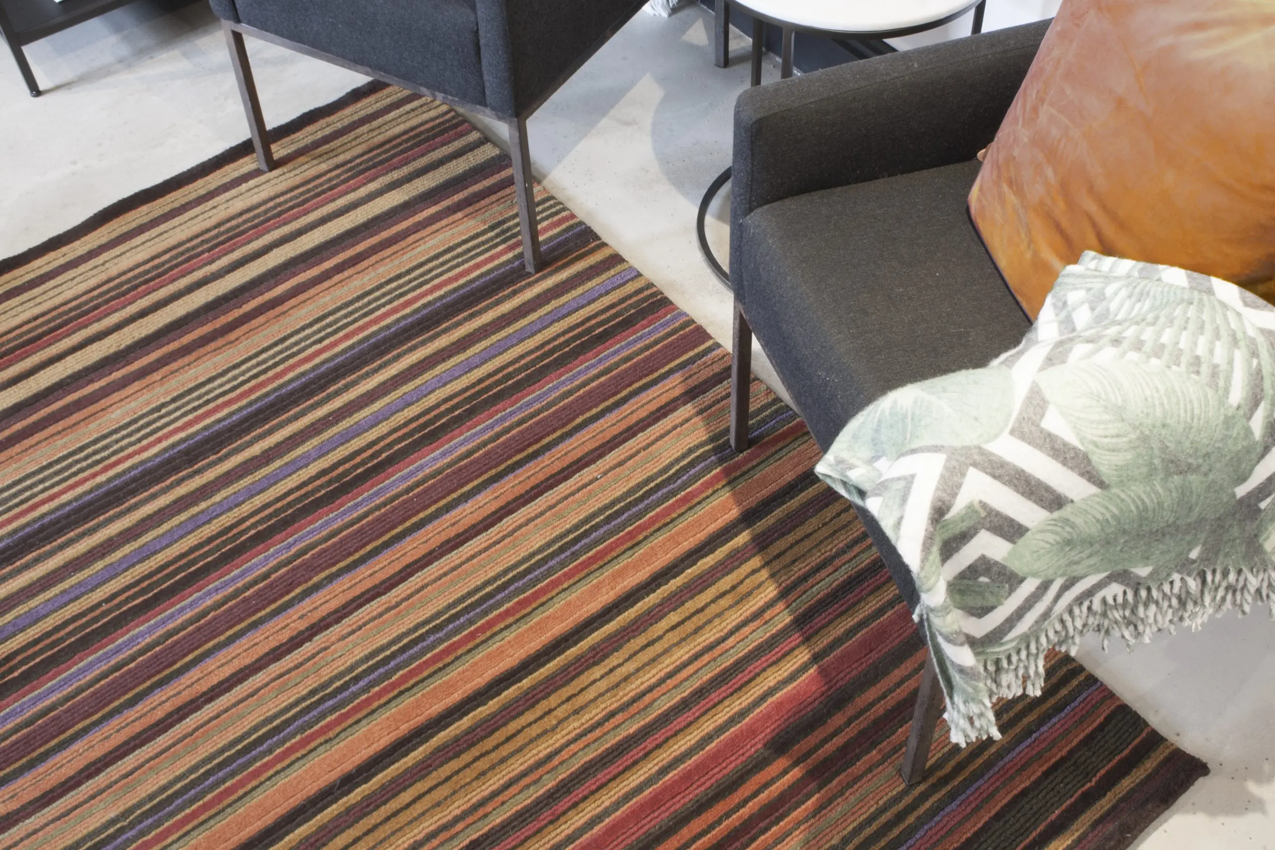 Modern Striped Rug - Multicoloured - Indian Rug with Striped Design