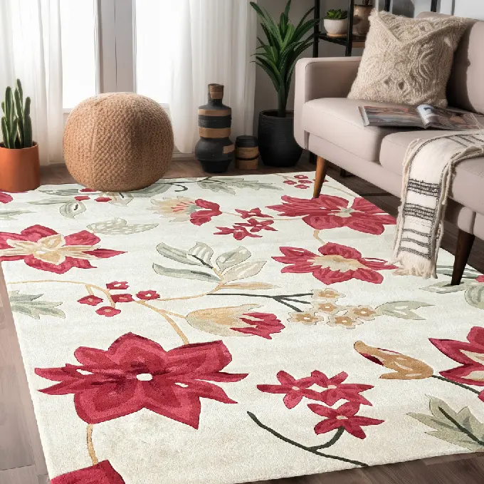 Modern Botanical Rug - Multicoloured