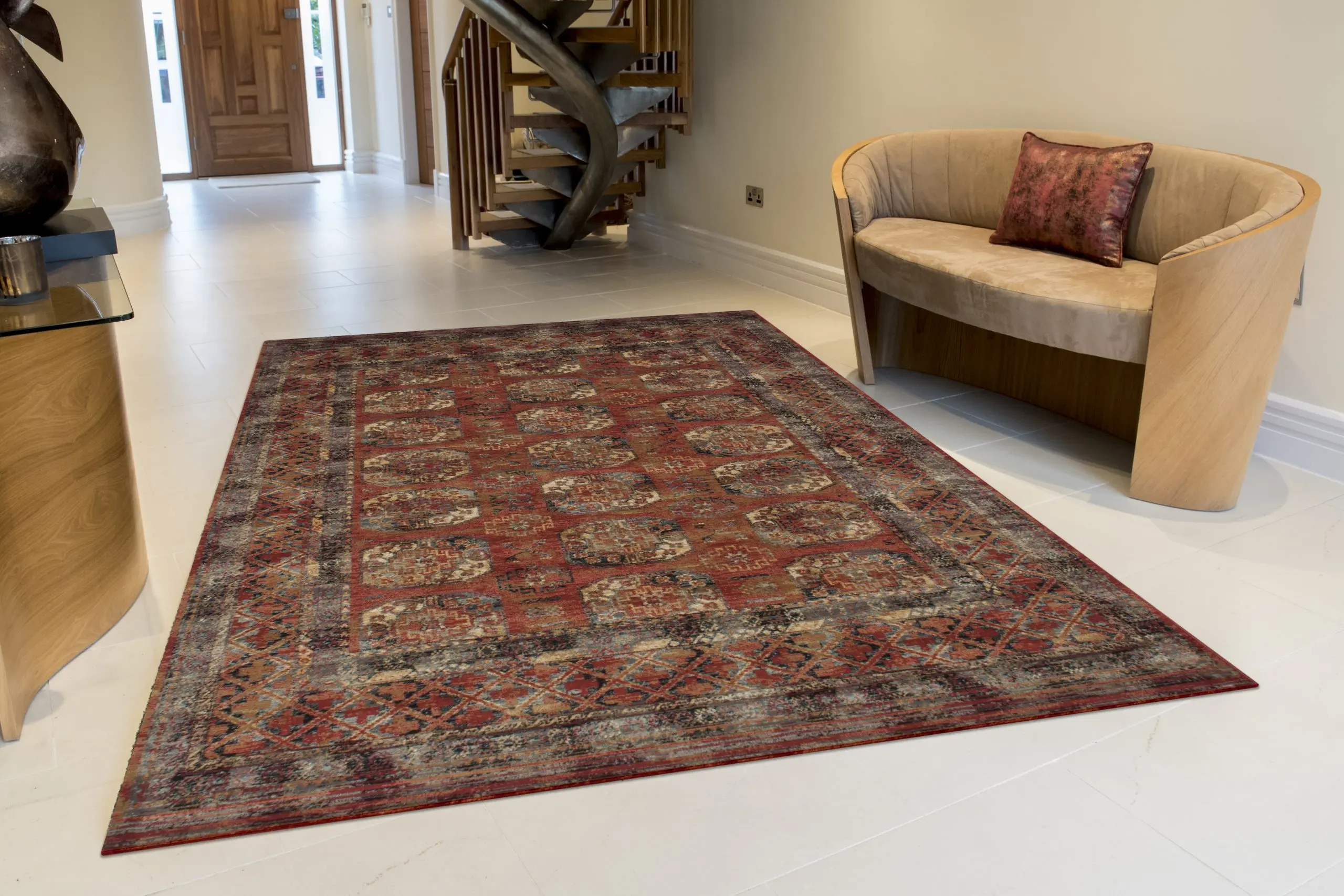 Kashimar woven rug - Orange - Machine woven rug with Traditional design EXP955