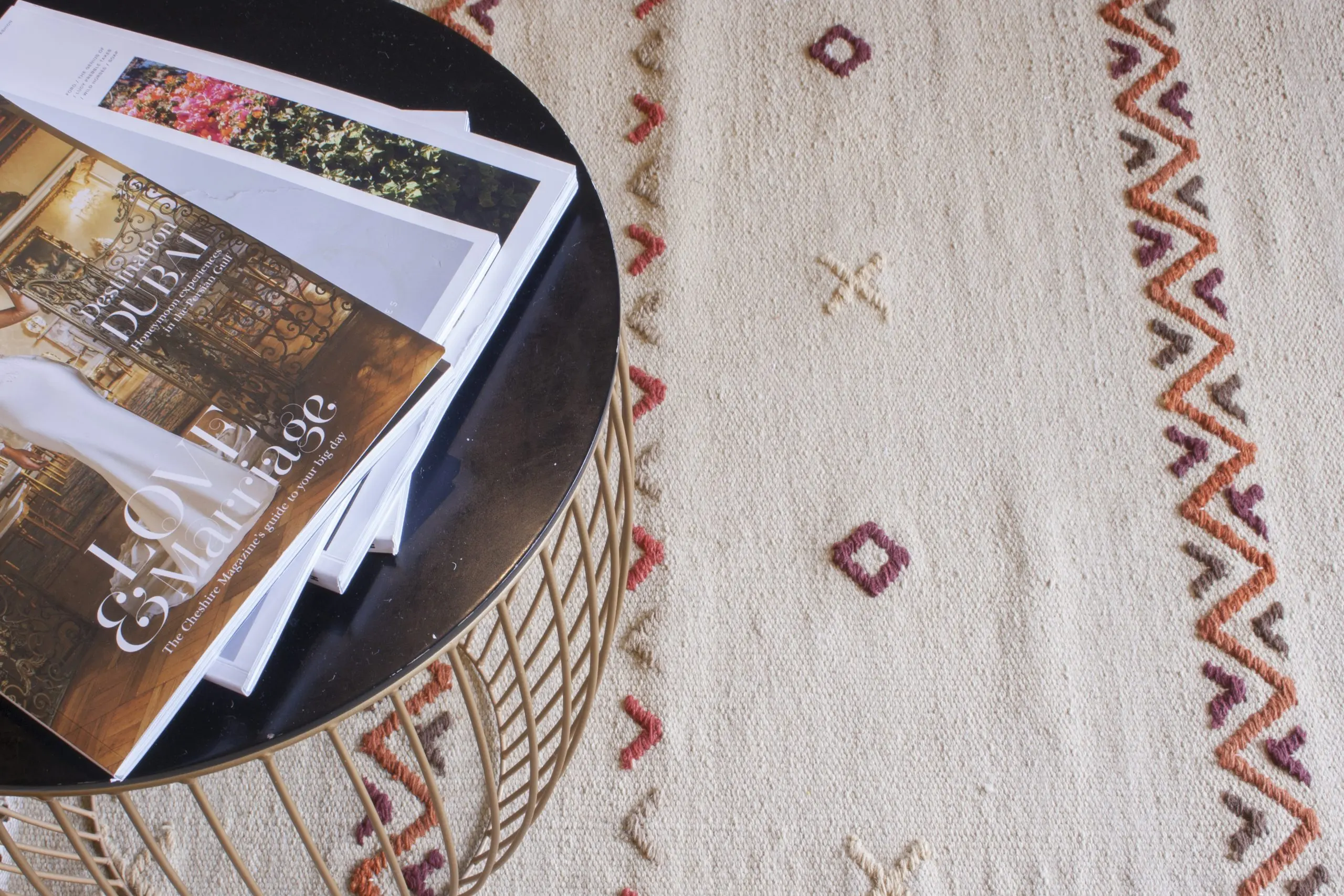 Indian Dhurrie rug - Multicoloured - Handmade Geometric design Wool & cotton rug