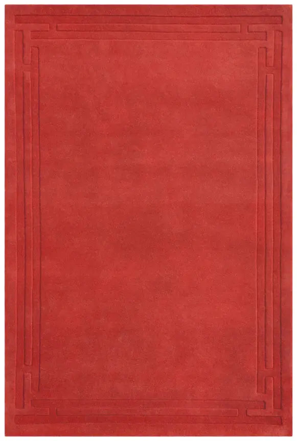 Plain Carved Rug - Red - Indian rug with Carved design HHM001