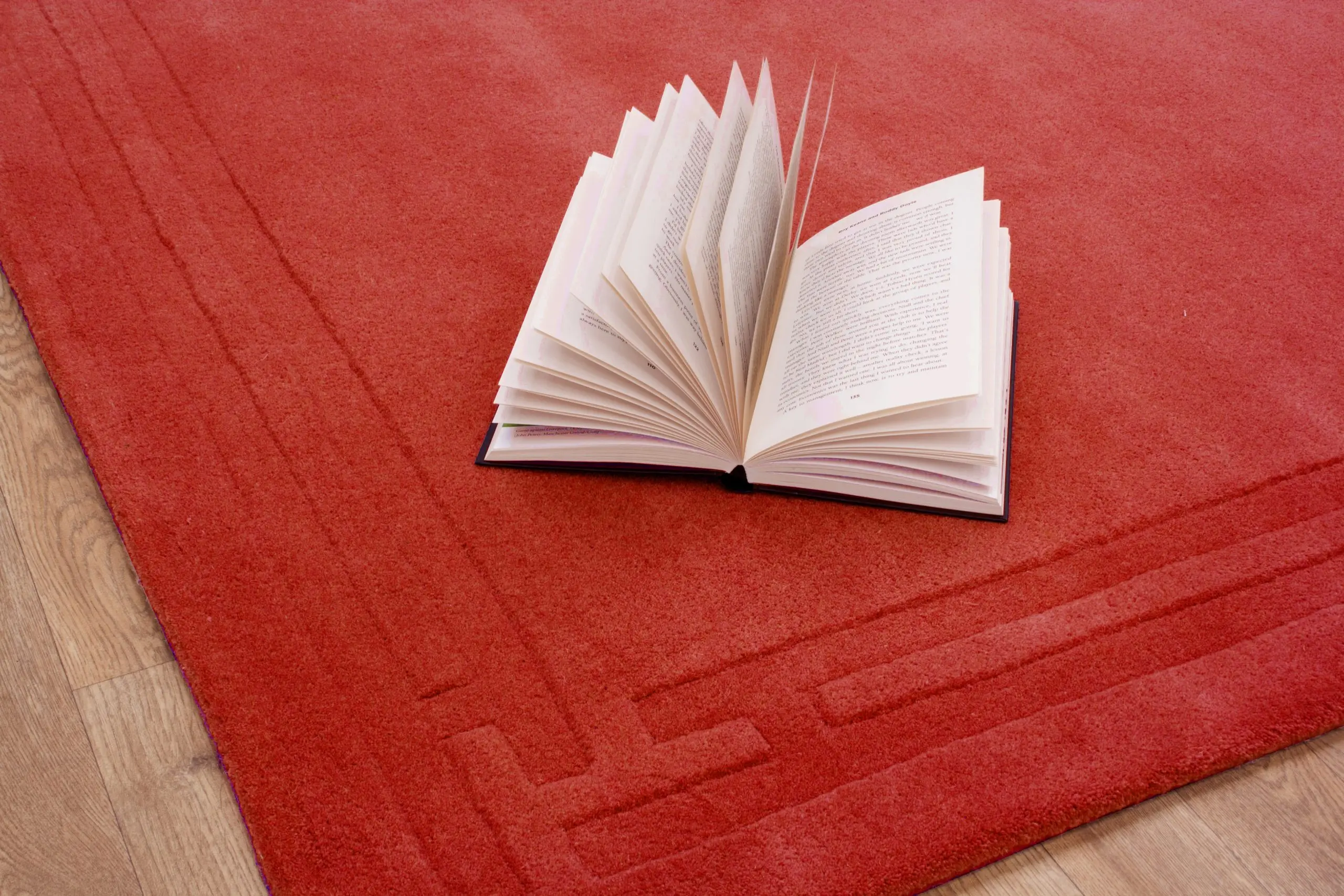 Plain Carved Rug - Red - Indian rug with Carved design HHM001