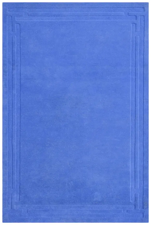 Plain Carved Rug - Blue - Indian rug with Carved design HHM002