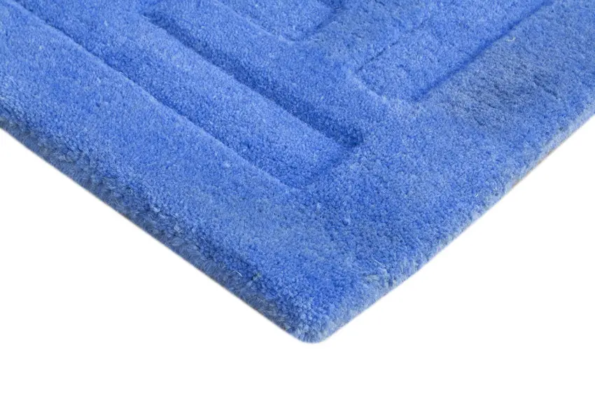 Plain Carved Rug - Blue - Indian rug with Carved design HHM002