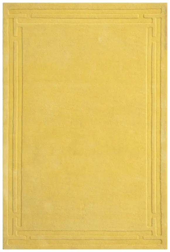 Plain Carved Rug - Yellow - Indian rug with Carved design HHM003