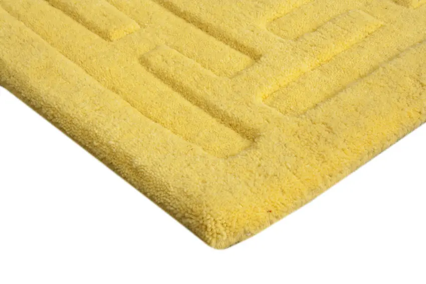 Plain Carved Rug - Yellow - Indian rug with Carved design HHM003