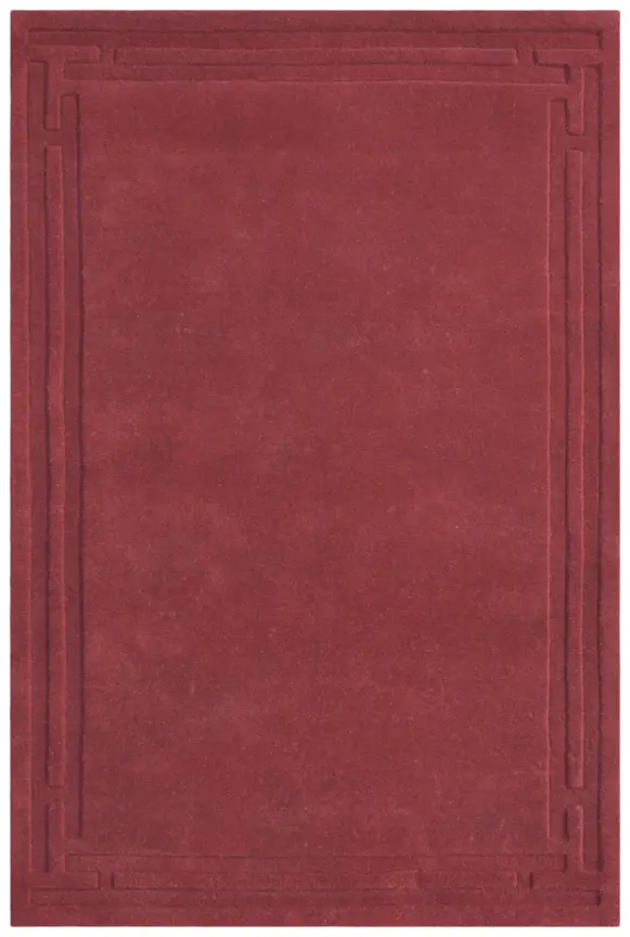 Plain Carved Rug - Red - Indian rug with Carved design HHM006
