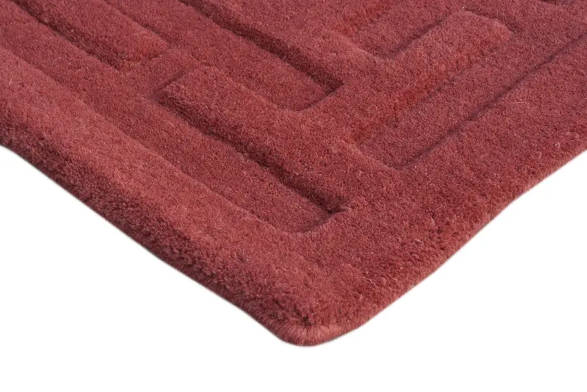 Plain Carved Rug - Red - Indian rug with Carved design HHM006