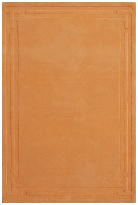 sPlain Carved Rug - Orange - Indian rug with Carved design HHM007