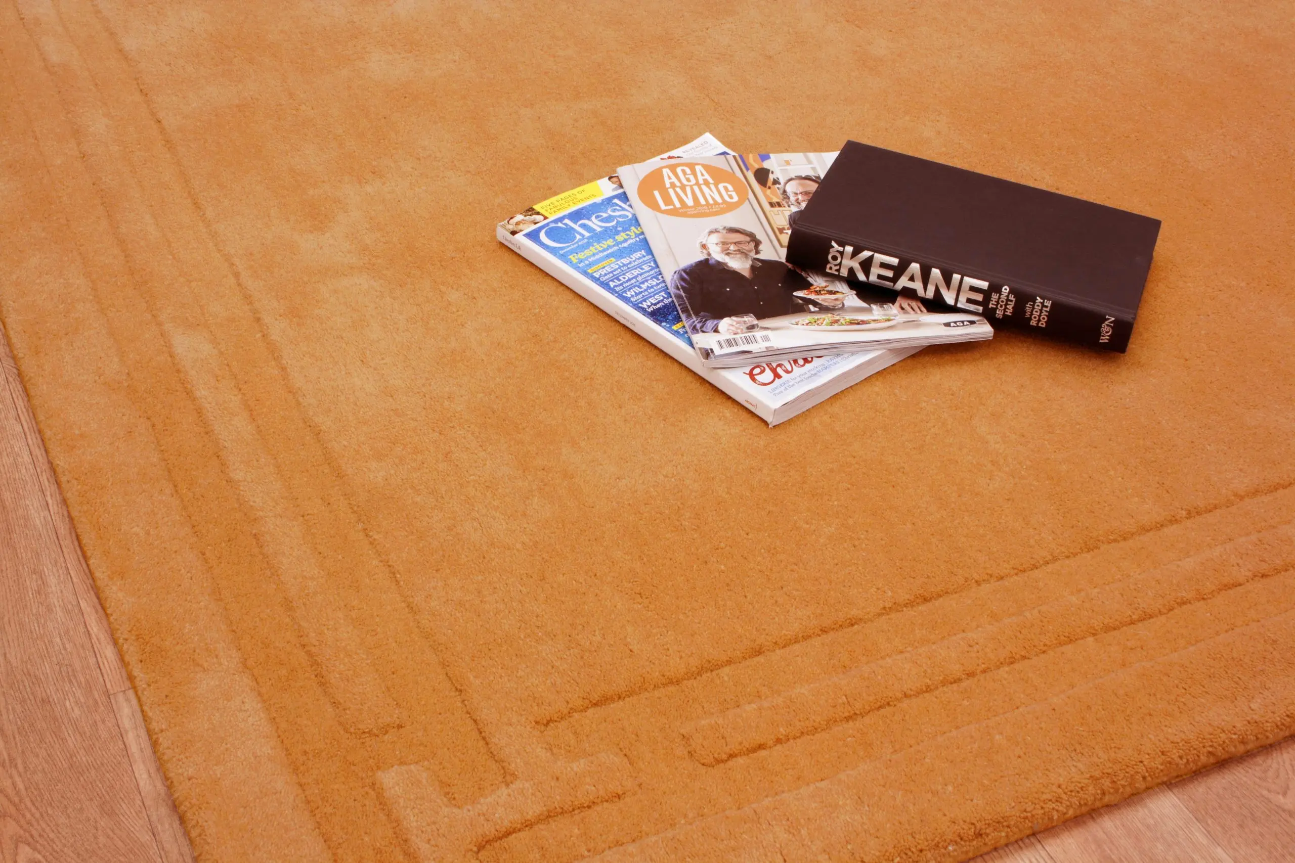 sPlain Carved Rug - Orange - Indian rug with Carved design HHM007