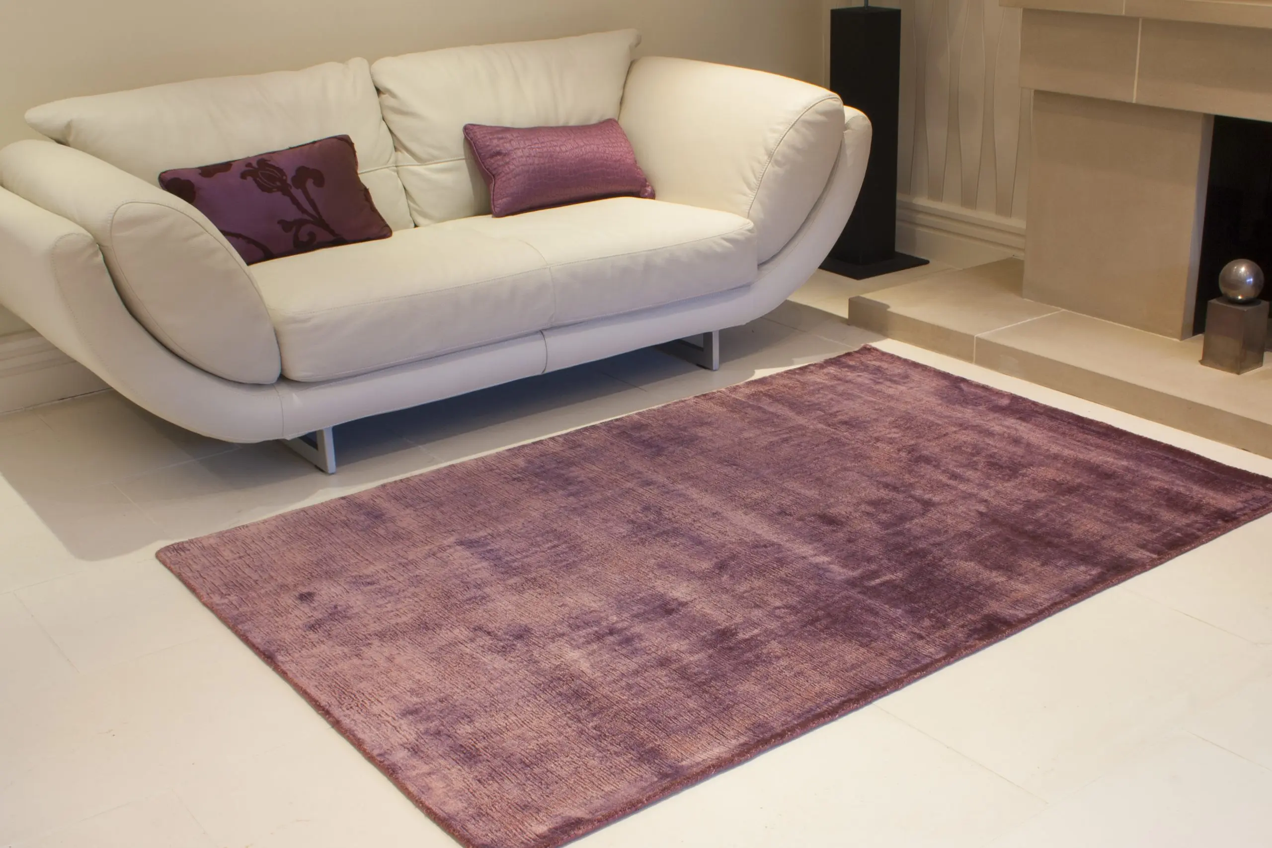 Lippa Tip Sheared rug - Purple - Plain sheen effect handmade rug HHV003
