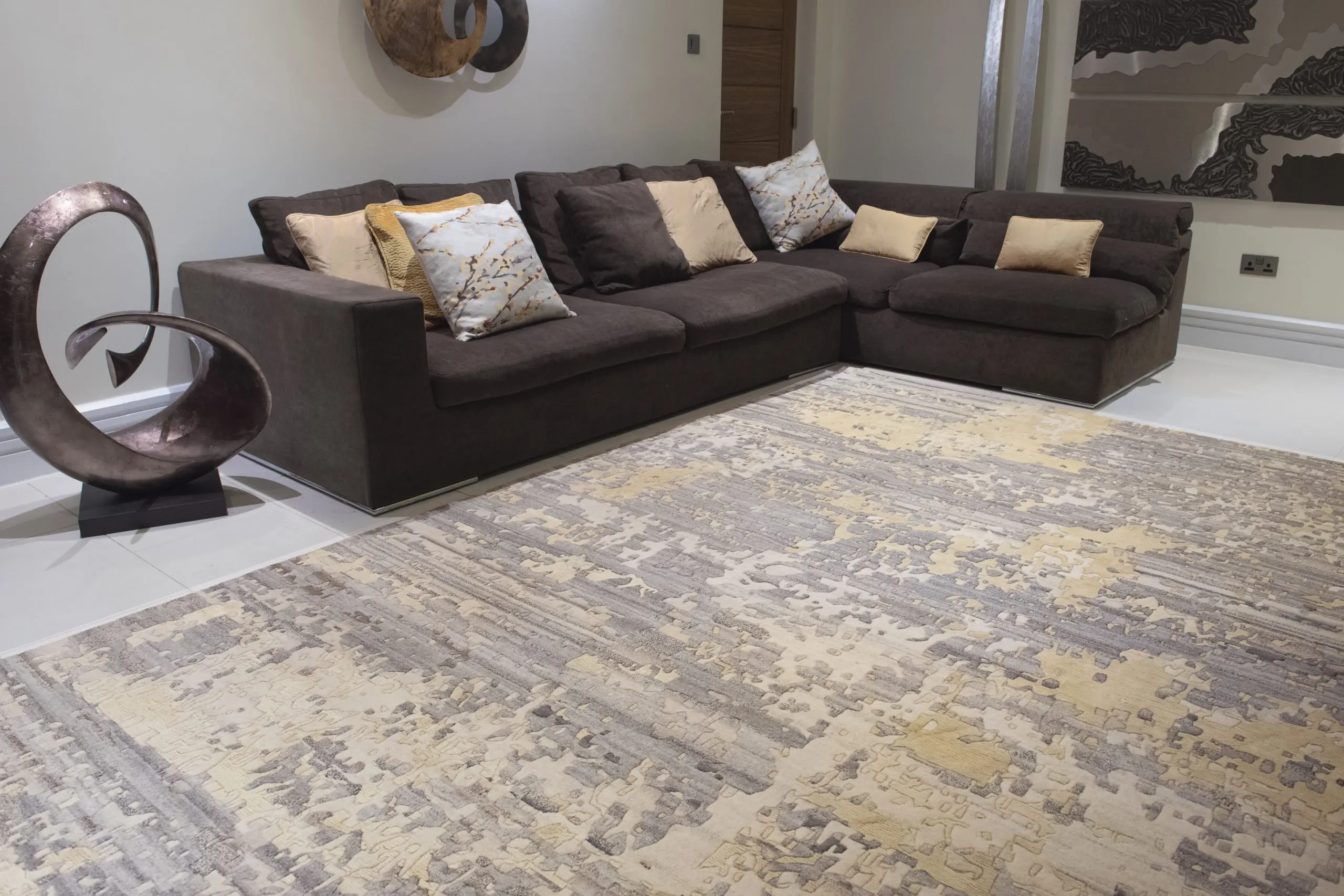 Contemporary Luxury Rug - Multicoloured - Indian Wool & Silk Rug
