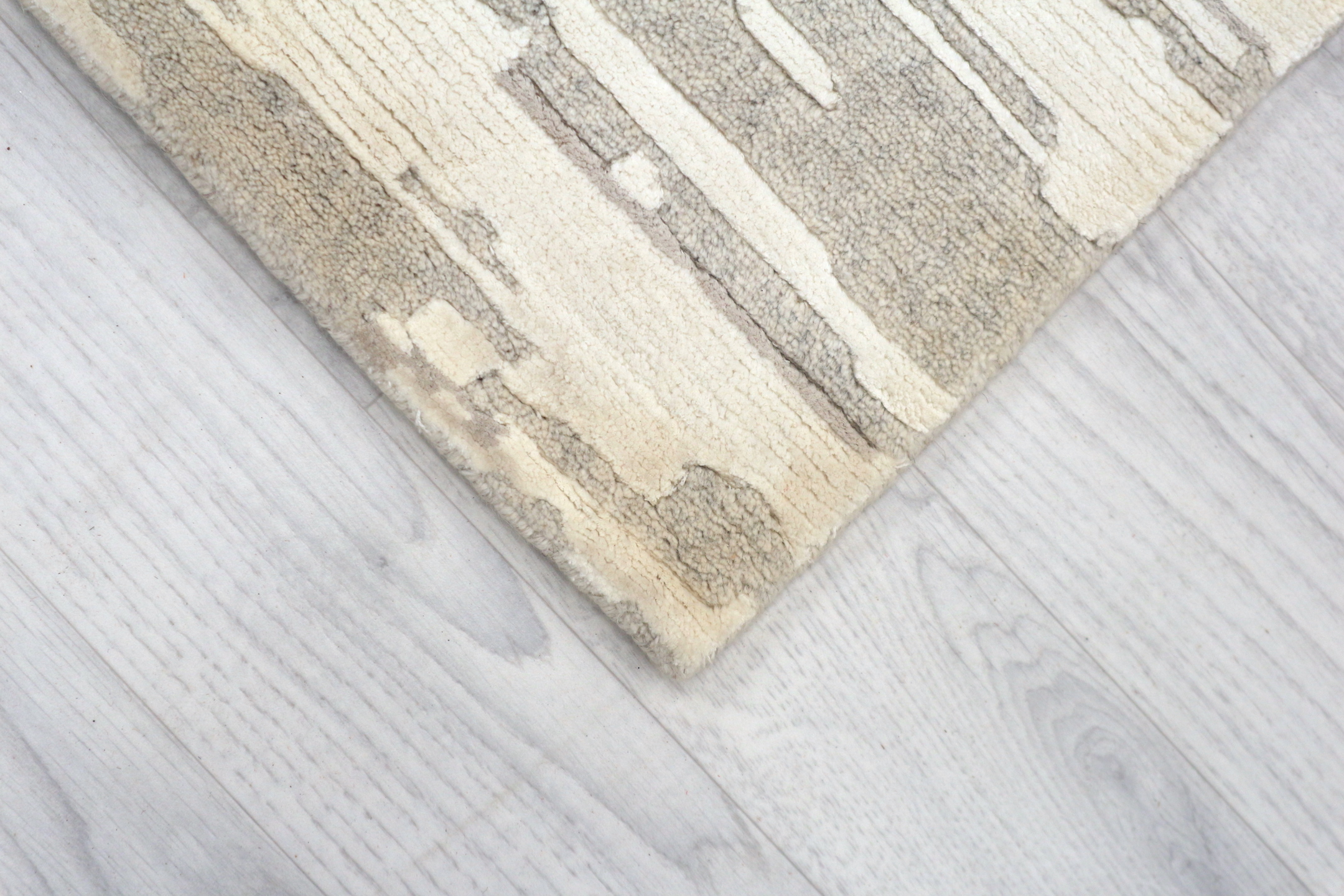 Contemporary Luxury Rug - Neutral - Indian Wool & Silk Rug FAU000150 Q