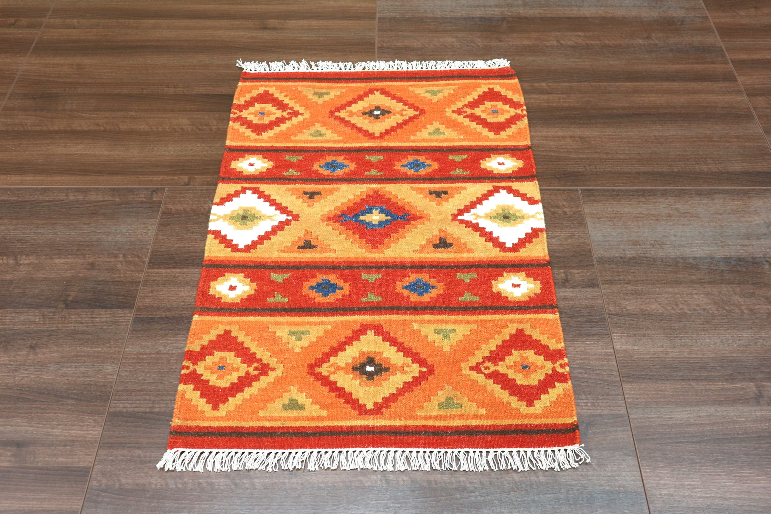 Indian Kelim Rug - Multicoloured - Flatweave Tribal design rug IKF002